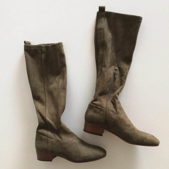 Nine West Olwynne Olive Green Suede Boots - Picture 1 of 5